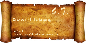 Oszvald Taksony névjegykártya